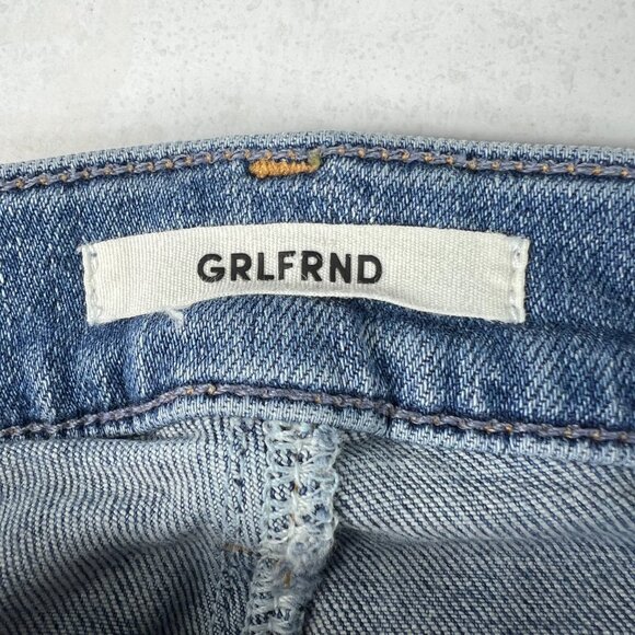 GRLFRND Jeans Women's Measured 25x23 Reed Slim Leg Crop Blue Frayed Denim Tag 25 - Picture 6 of 16